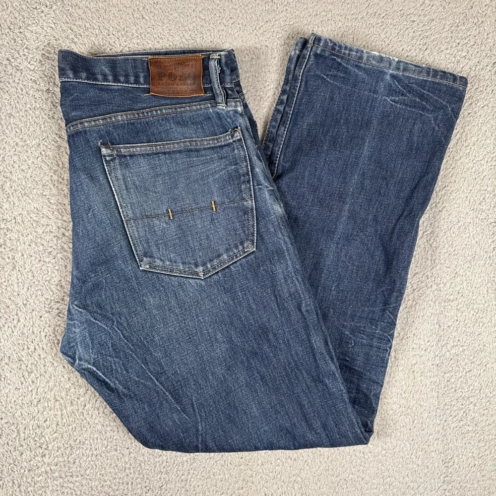 Polo Ralph Lauren Jeans Mens 35 x 32 Blue 100% Cotton Classic 867 Straight Leg